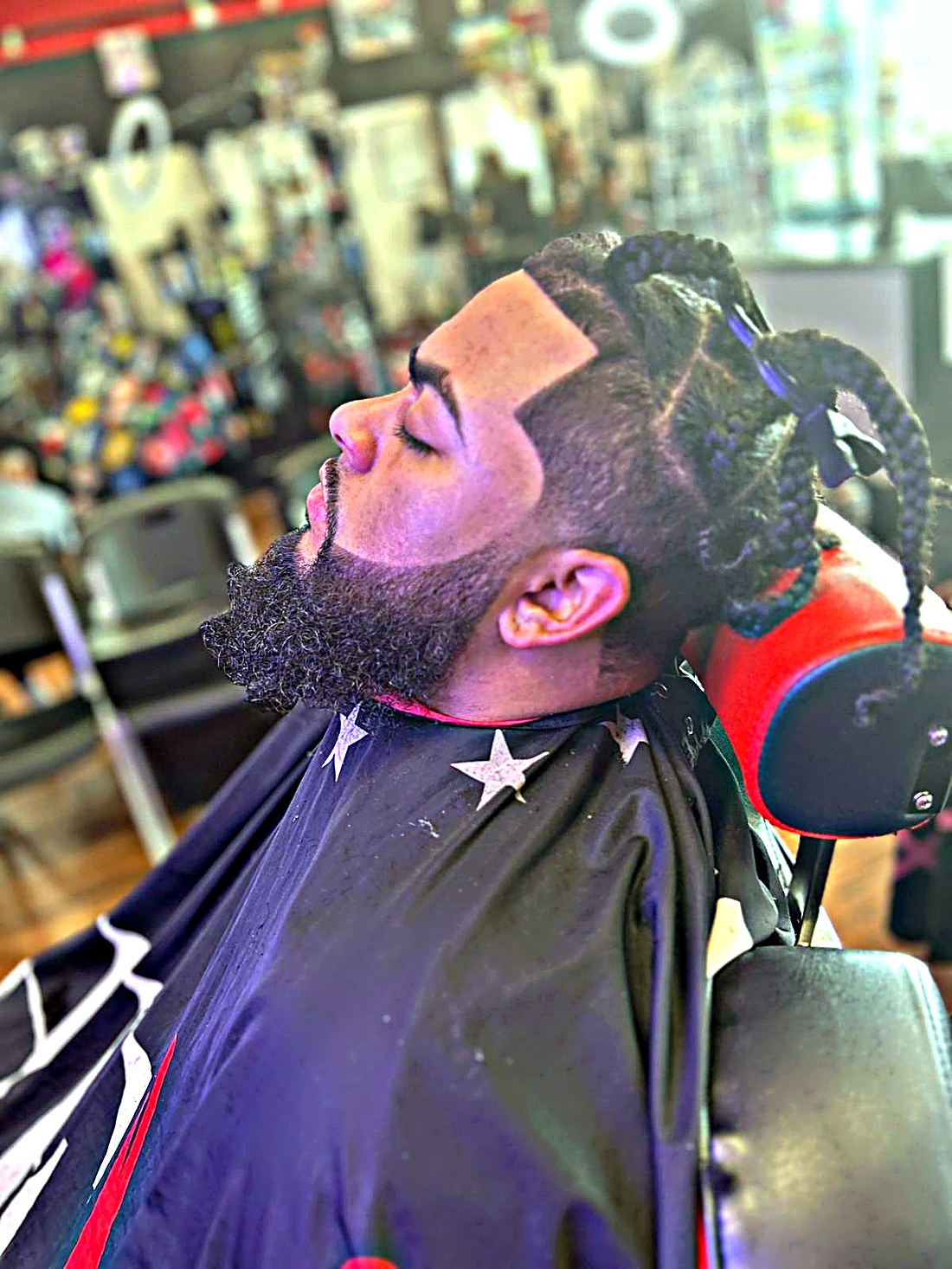 Beard sculpt with braided crown
