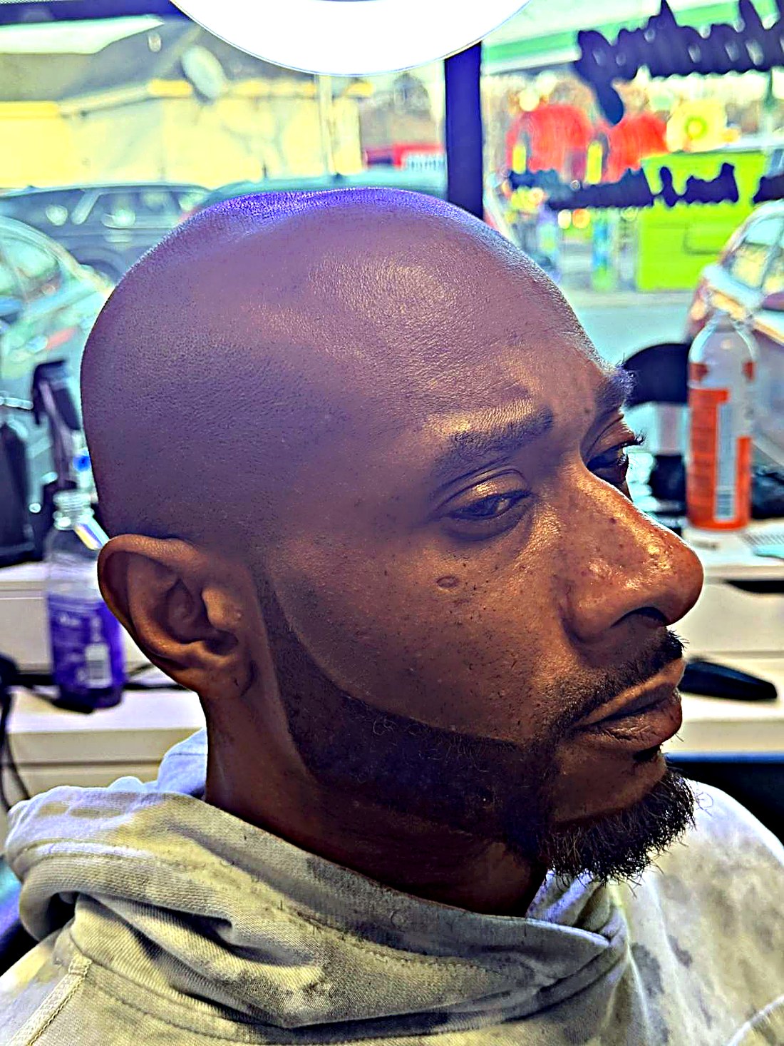 Bald razor with goatee shape-up